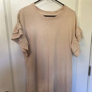 Current Elliott Cotton T-shirt Dress Ruffle Sleeves Womens Size 1 Small
